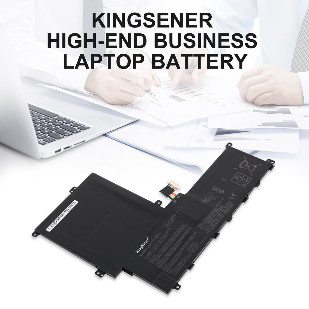 C41N1619 Laptop Battery for ASUS Pro B9440, 15.4V 48Wh, view of thickness dimensions and regulatory Li-ion icons.