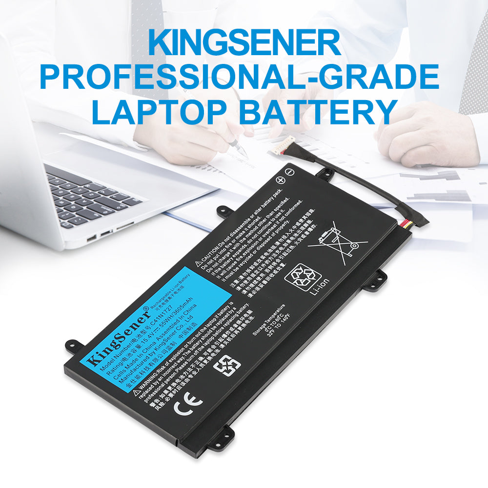 C41N1727 Replacement Laptop Battery for ASUS ROG Zephyrus GM501, 15.4V 55WH, side angle highlighting the mounting tabs and tabs.