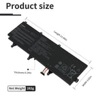 C41N1802 Asus ROG Zephyrus battery dimensions 11.46 x 3.62 x 0.24 inches, net weight 282g, product size diagram
