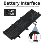 C41N1802 Asus ROG battery interface connector with multi-pin plug close-up detail, 15.4V 76Wh compatibility check before purchasing