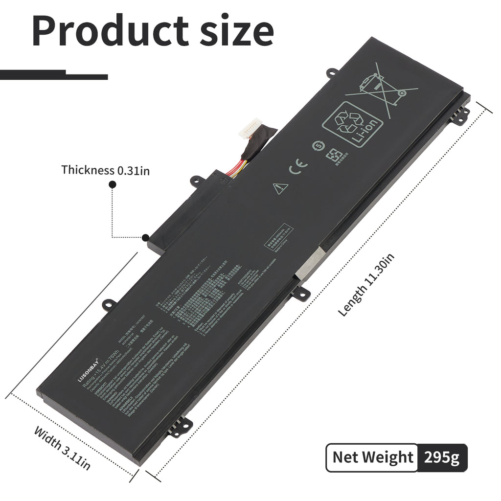 LUSONBAY C41N1837 Laptop Battery For Asus TUF Dash F15 FX516PR FX516PR-AZ019T FX516PE - Product Size