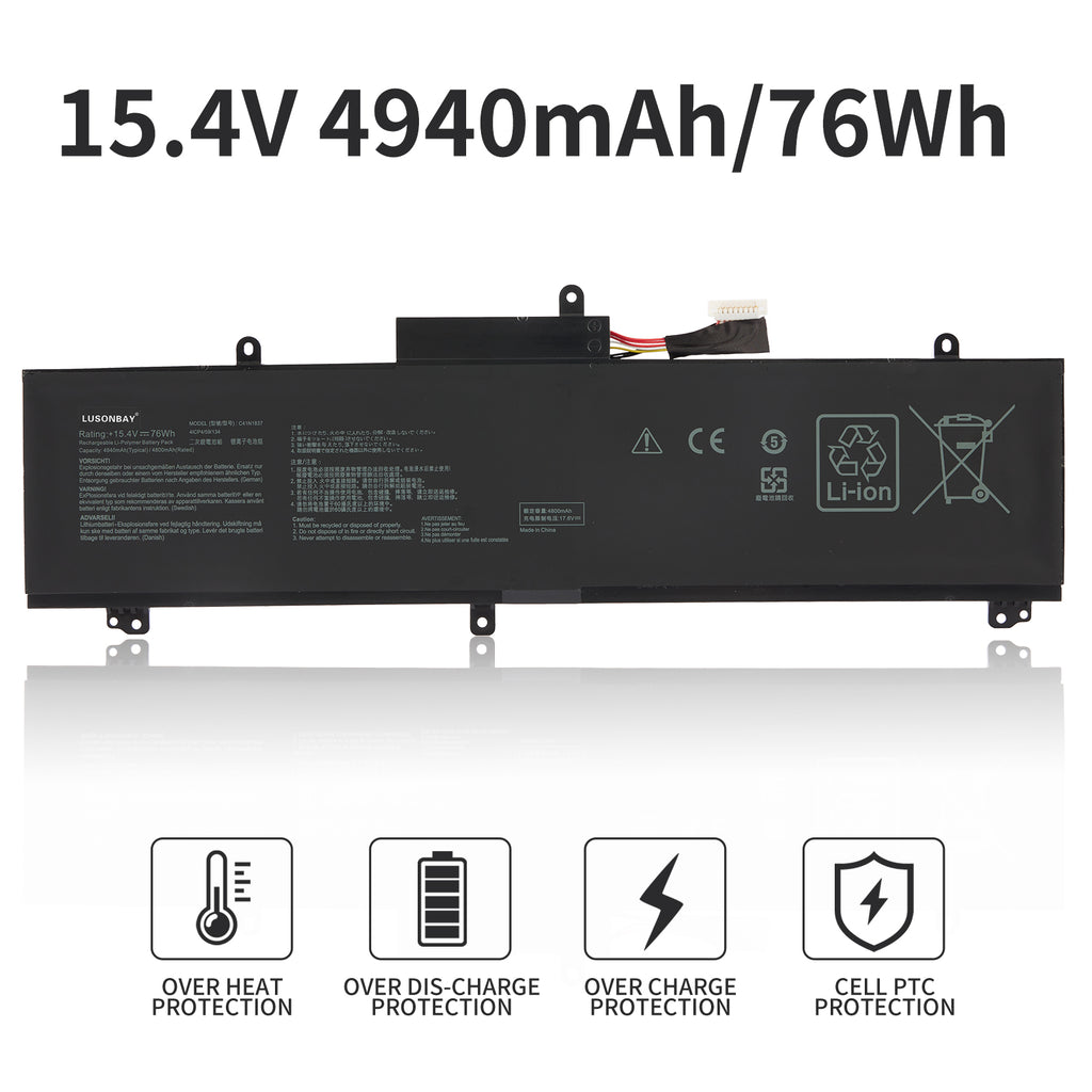 LUSONBAY C41N1837 Laptop Battery For Asus TUF Dash F15 FX516PR FX516PR-AZ019T FX516PE - 15.4V 4940mAh/76Wh