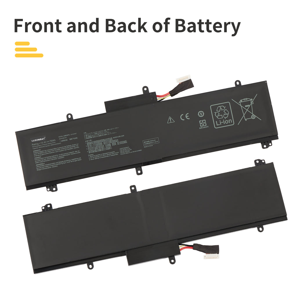 LUSONBAY C41N1837 Laptop Battery For Asus TUF Dash F15 FX516PR FX516PR-AZ019T FX516PE - Front and back of the battery