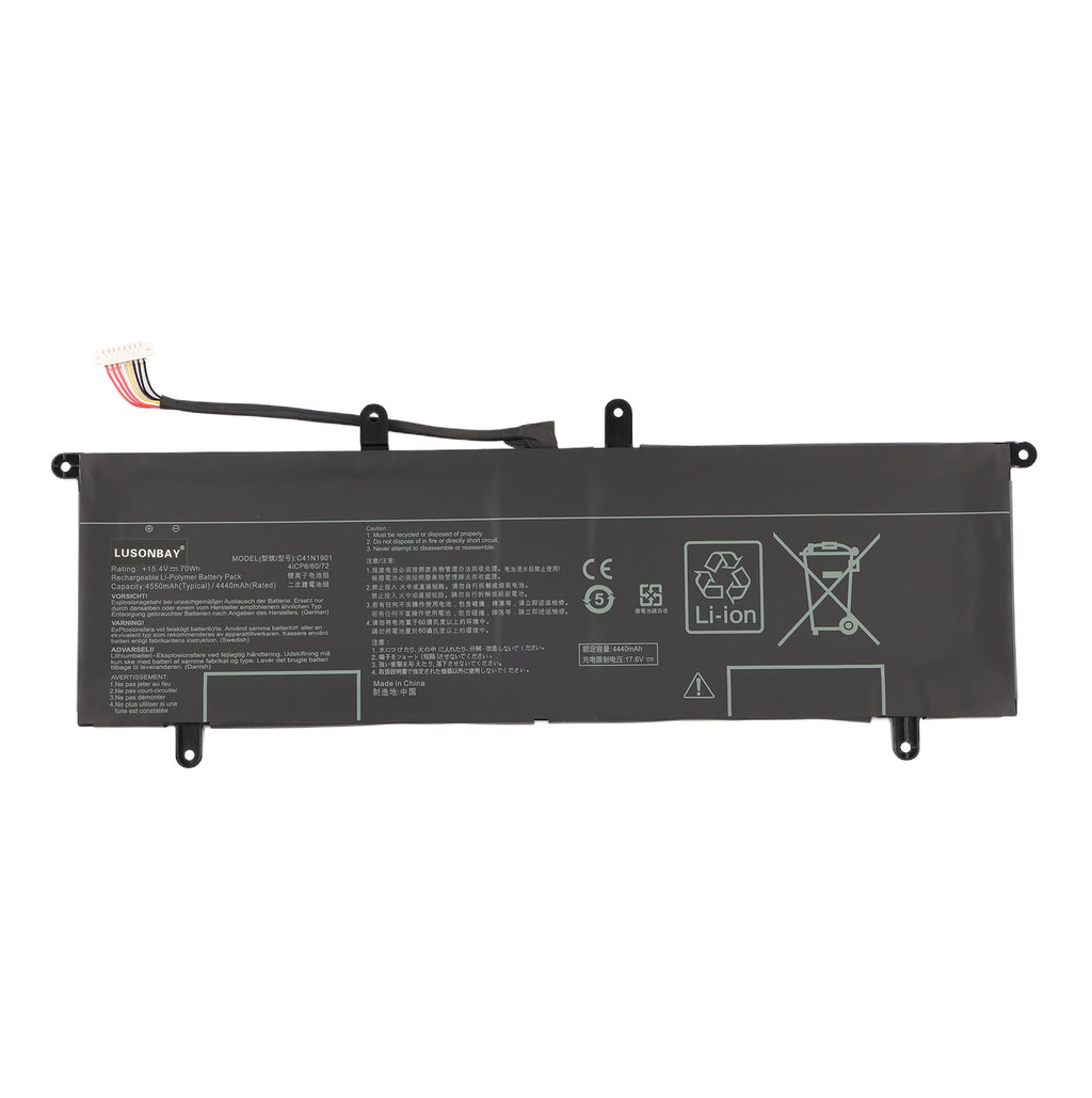 LUSONBAY C41N1901 Laptop Battery For ASUS ZenBook Duo UX481F UX481FA UX481FAY UX481FL - Front View on White