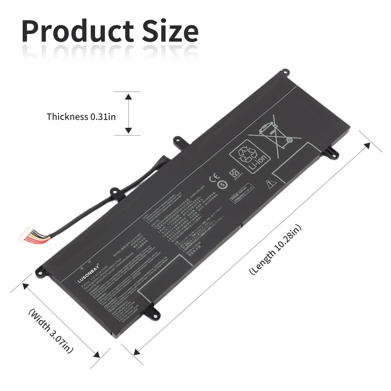 LUSONBAY C41N1901 Laptop Battery For ASUS ZenBook Duo UX481F UX481FA UX481FAY UX481FL - Product Size