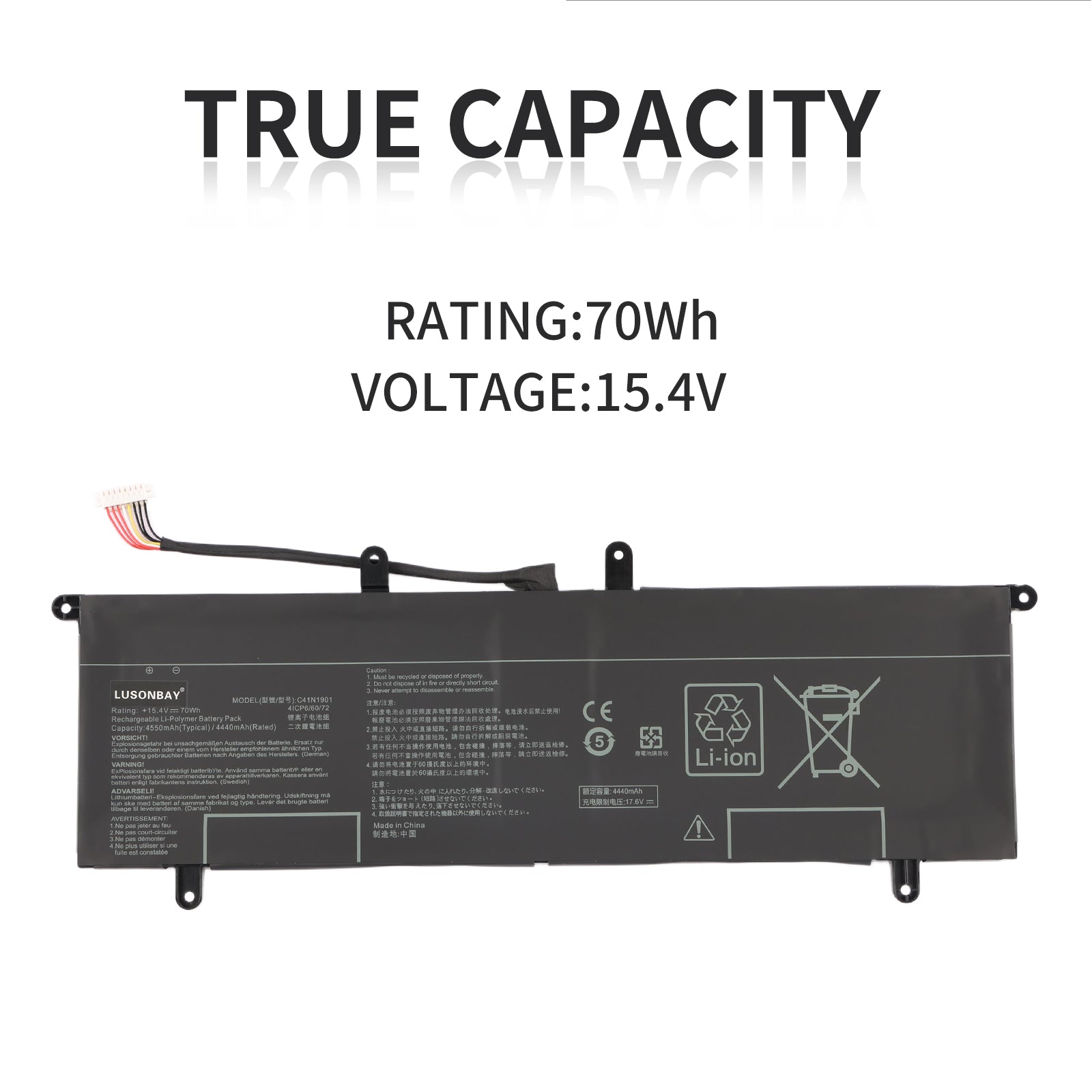 LUSONBAY C41N1901 Laptop Battery For ASUS ZenBook Duo UX481F UX481FA UX481FAY UX481FL - True Capacity 70Wh 15.4V