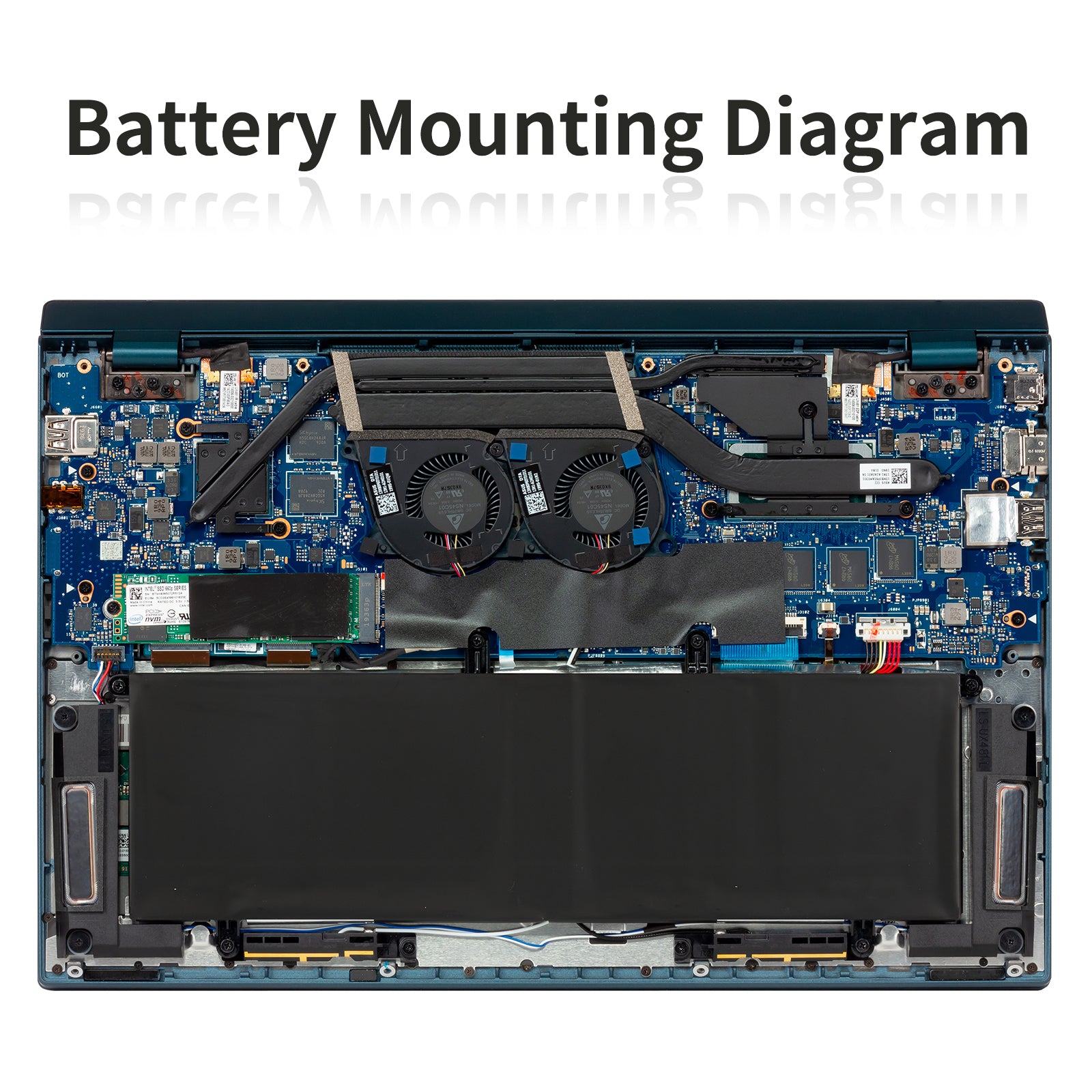 LUSONBAY C41N1901 Laptop Battery For ASUS ZenBook Duo UX481F UX481FA UX481FAY UX481FL - Battery Mounting Diagram