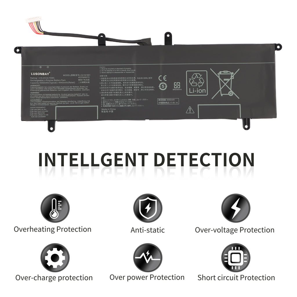 LUSONBAY C41N1901 Laptop Battery For ASUS ZenBook Duo UX481F UX481FA UX481FAY UX481FL - Intellgent Detection