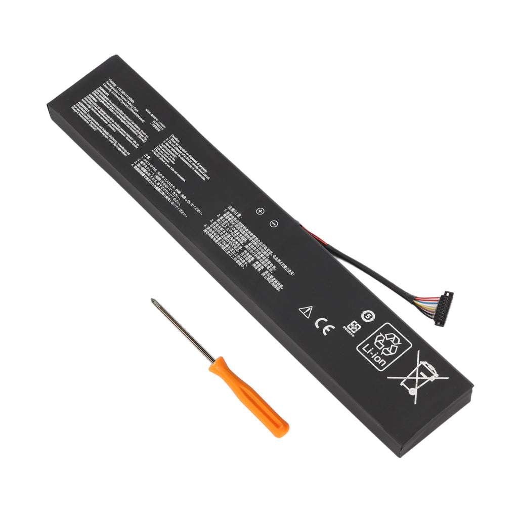 C41N2311 battery package with orange screwdriver on white background