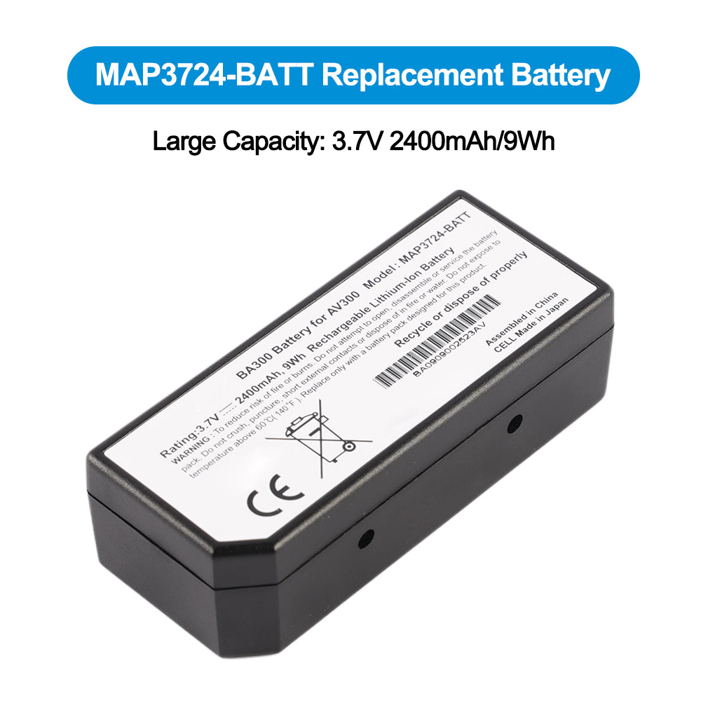MAP3724-BATT replacement battery with large capacity 3.7V 2400mAh 9Wh on white background