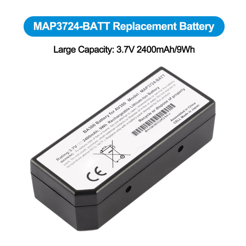 MAP3724-BATT replacement battery with large capacity 3.7V 2400mAh 9Wh on white background