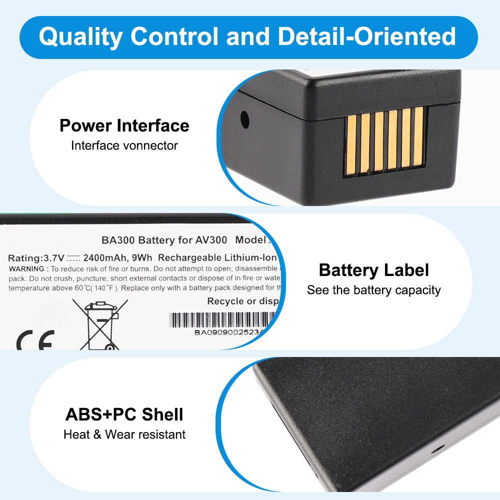 MAP3724-BATT battery details showing power interface, battery label, and ABS+PC shell