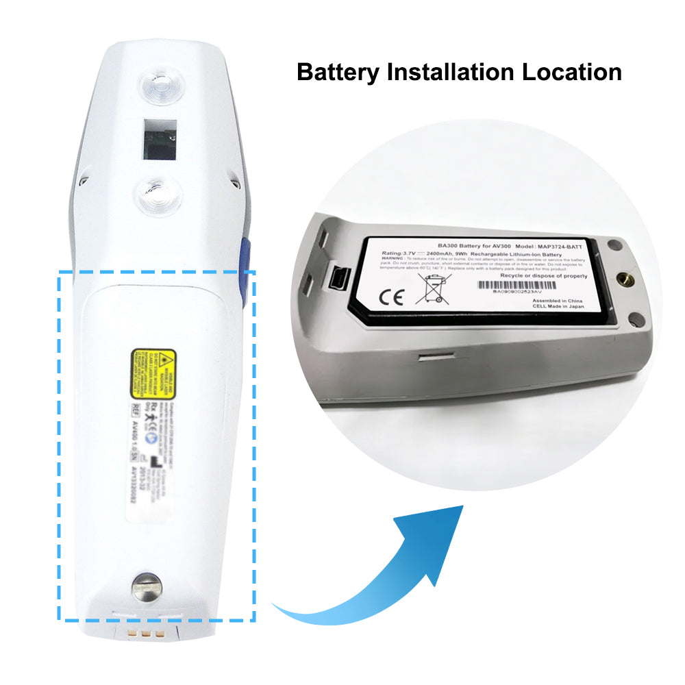 MAP3724-BATT battery installation location inside AccuVein AV300 vein finder device