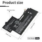AP16A4K Acer Cloudbook battery dimensions 10.20 x 5.51 x 0.16 inches, net weight 200g, size diagram