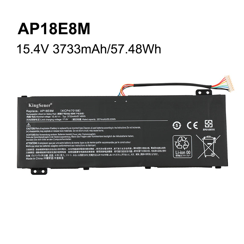 Acer AP18E8M replacement Li-ion laptop battery 15.4V 3733mAh 57.48Wh product specification image