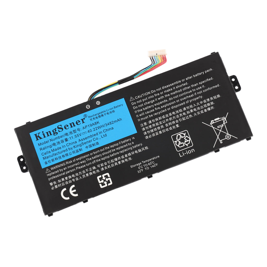 AP19A8K Laptop Battery For Acer Chromebook Spin 311 CP311-1H - Front View on White