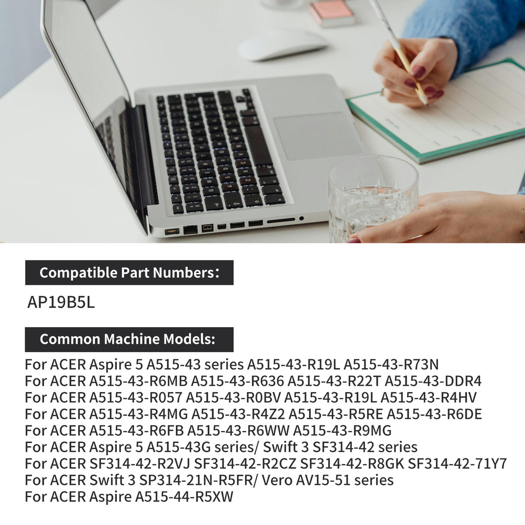 AP19B5L battery compatible models list for Acer Aspire 5 A515-43 Swift 3 SF314-42 Vero AV15-51 series