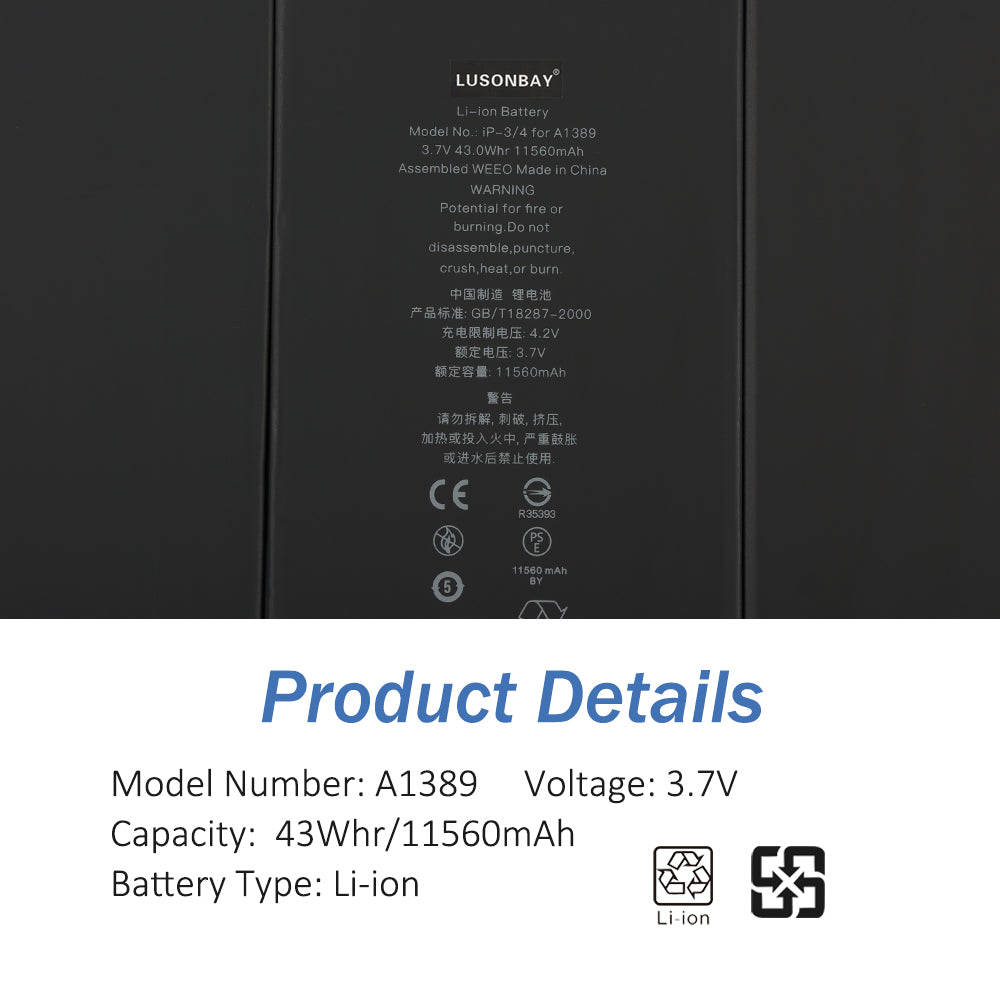 Apple-A1389-3.73V-43Wh-iPad-Battery