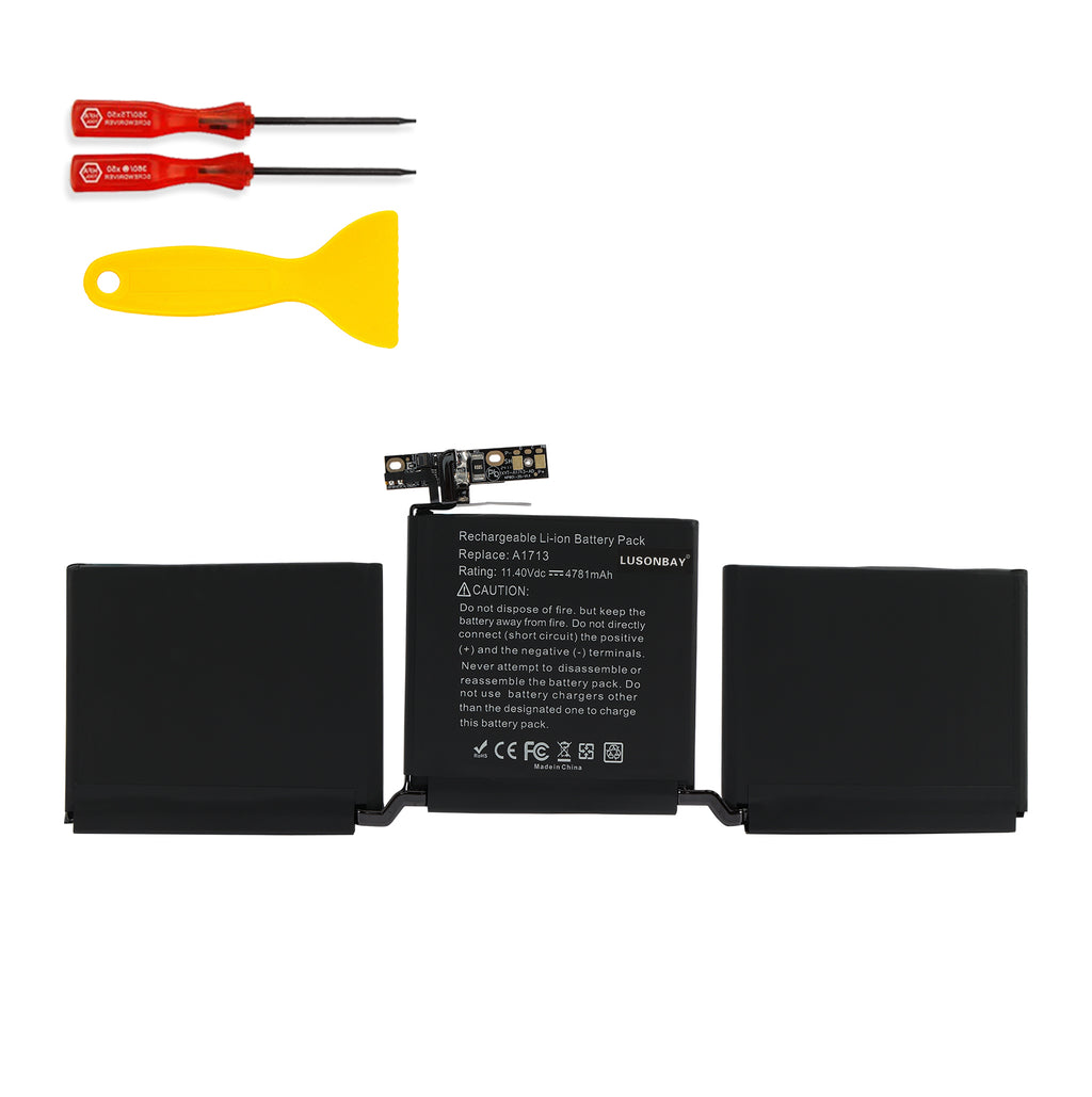 LUSONBAY A1713 Battery For Apple MacBook Pro 13.3 inch Retina MLL42LL/A* - Front View on White