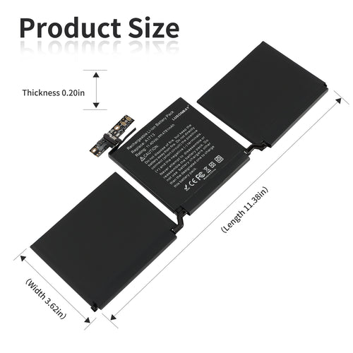 LUSONBAY A1713 Battery For Apple MacBook Pro 13.3 inch Retina MLL42LL/A* - Product Size