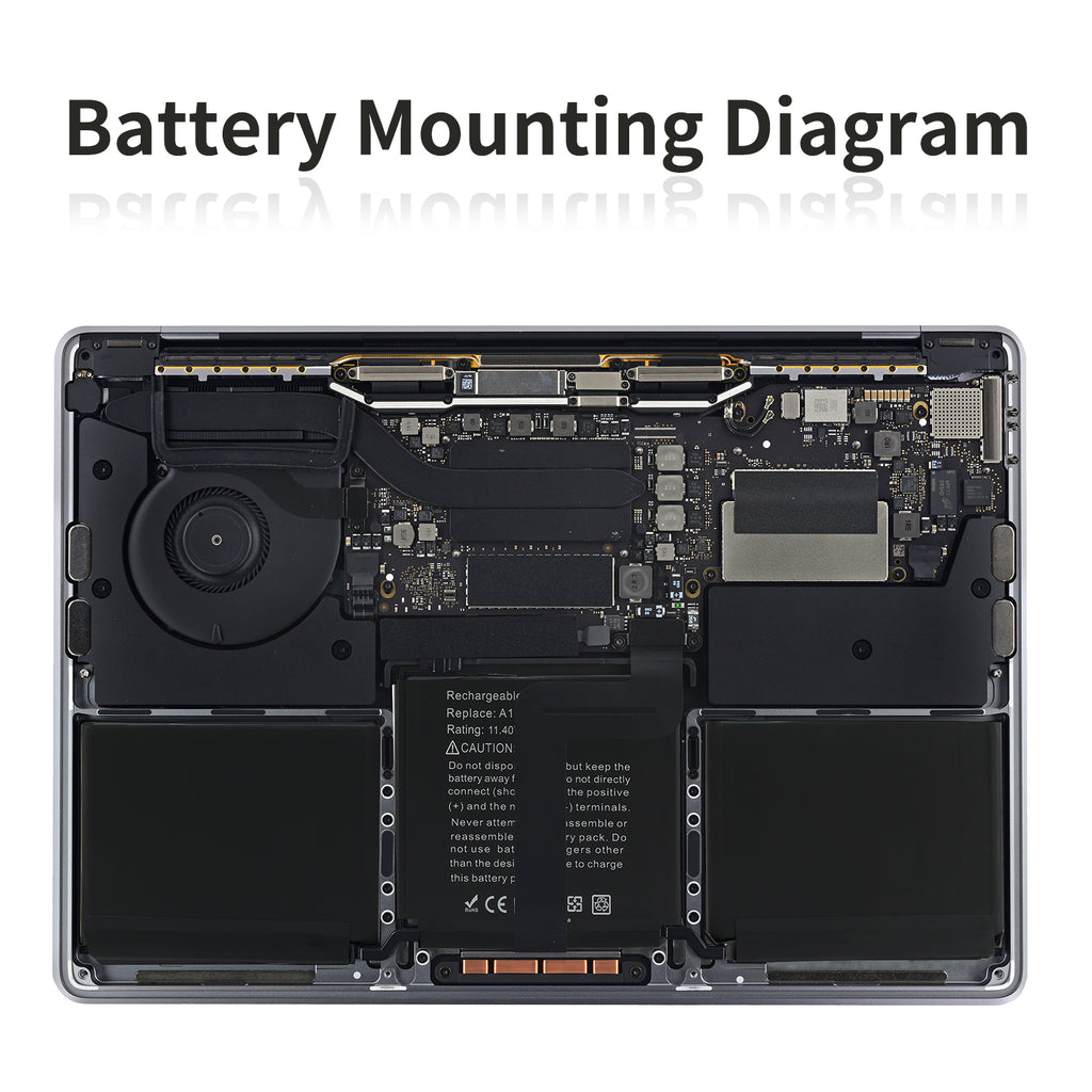 LUSONBAY A1713 Battery For Apple MacBook Pro 13.3 inch Retina MLL42LL/A* - Battery Mounting Diagram
