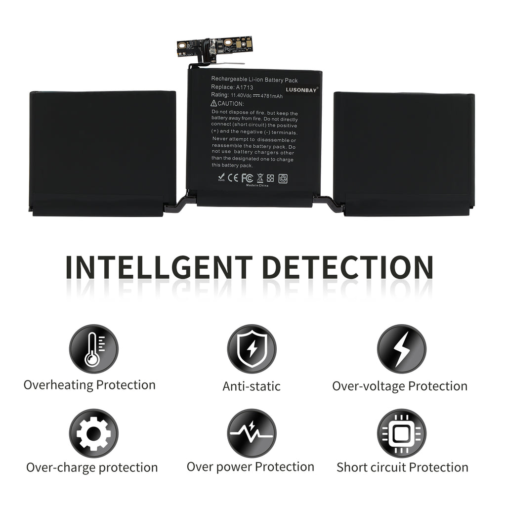 LUSONBAY A1713 Battery For Apple MacBook Pro 13.3 inch Retina MLL42LL/A* - Intellgent Detection