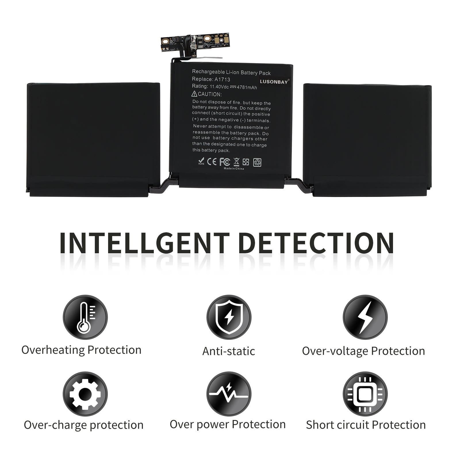 LUSONBAY A1713 Battery For Apple MacBook Pro 13.3 inch Retina MLL42LL/A* - Intellgent Detection