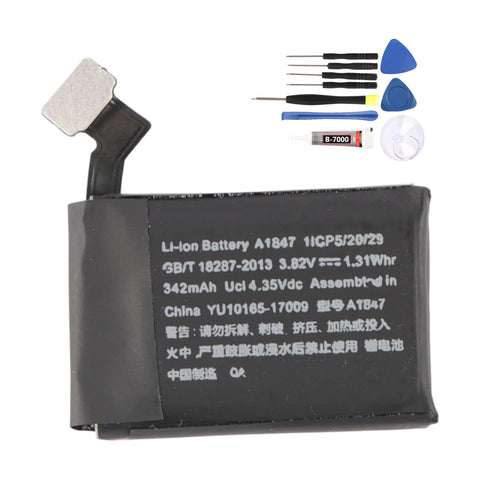 A1847 Battery for Apple Watch Series 3+GPS 38mm - Front View on White