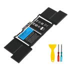 A1953 replacement battery 11.4V 83.6Wh for Apple MacBook Pro 15 Touch Bar A1990 EMC 3215, diagonal view with repair tools included
