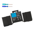 A1964 battery 11.41V 58Wh for MacBook Pro 13 A2251 2020 MWP42LL/A MWP72LL/A EMC 3348, side angled view with two screwdrivers