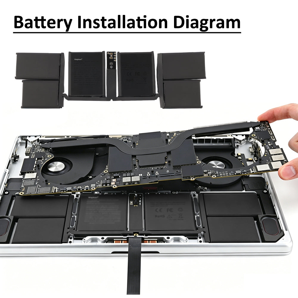 A2976 battery installation diagram for MacBook Pro 16-inch A2991