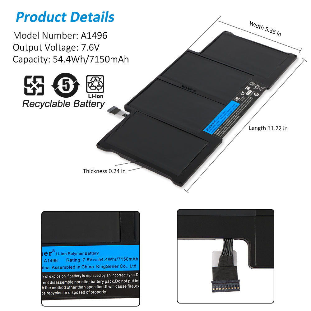 A1496 Battery For Apple MacBook Air A1496  020-8145-A | US Stock