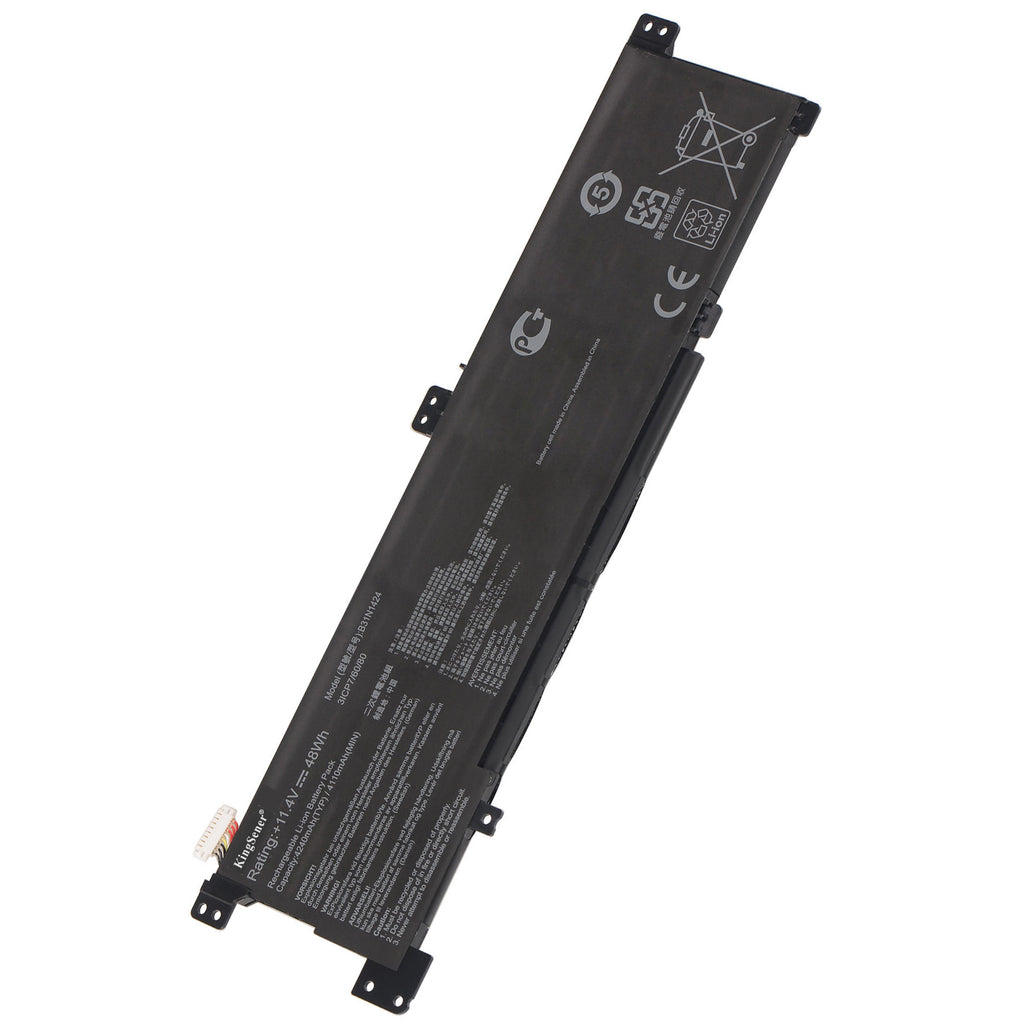 B31N1424 Laptop Battery for ASUS K401L, 11.4V 48Wh, front view of slim black internal pack.