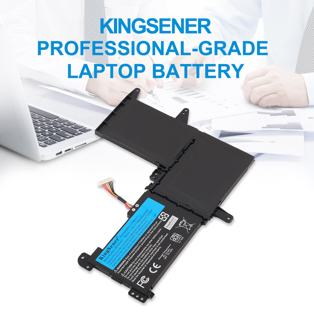 B31N1637 laptop battery for ASUS VivoBook S15 S510 series, 11.52V 42Wh, L-shaped black pack with multi-wire connector.