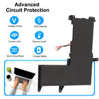 B31N1637 laptop battery for ASUS VivoBook S15 S510 series, 11.52V 42Wh, L-shaped black pack with multi-wire connector.
