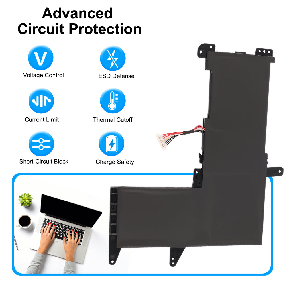 B31N1637 laptop battery for ASUS VivoBook S15 S510 series, 11.52V 42Wh, L-shaped black pack with multi-wire connector.