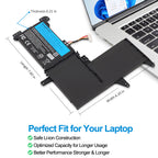 B31N1637 laptop battery for ASUS VivoBook S15 S510 series, 11.52V 42Wh, L-shaped black pack with multi-wire connector.
