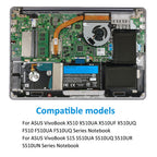 B31N1637 laptop battery for ASUS VivoBook S15 S510 series, 11.52V 42Wh, L-shaped black pack with multi-wire connector.