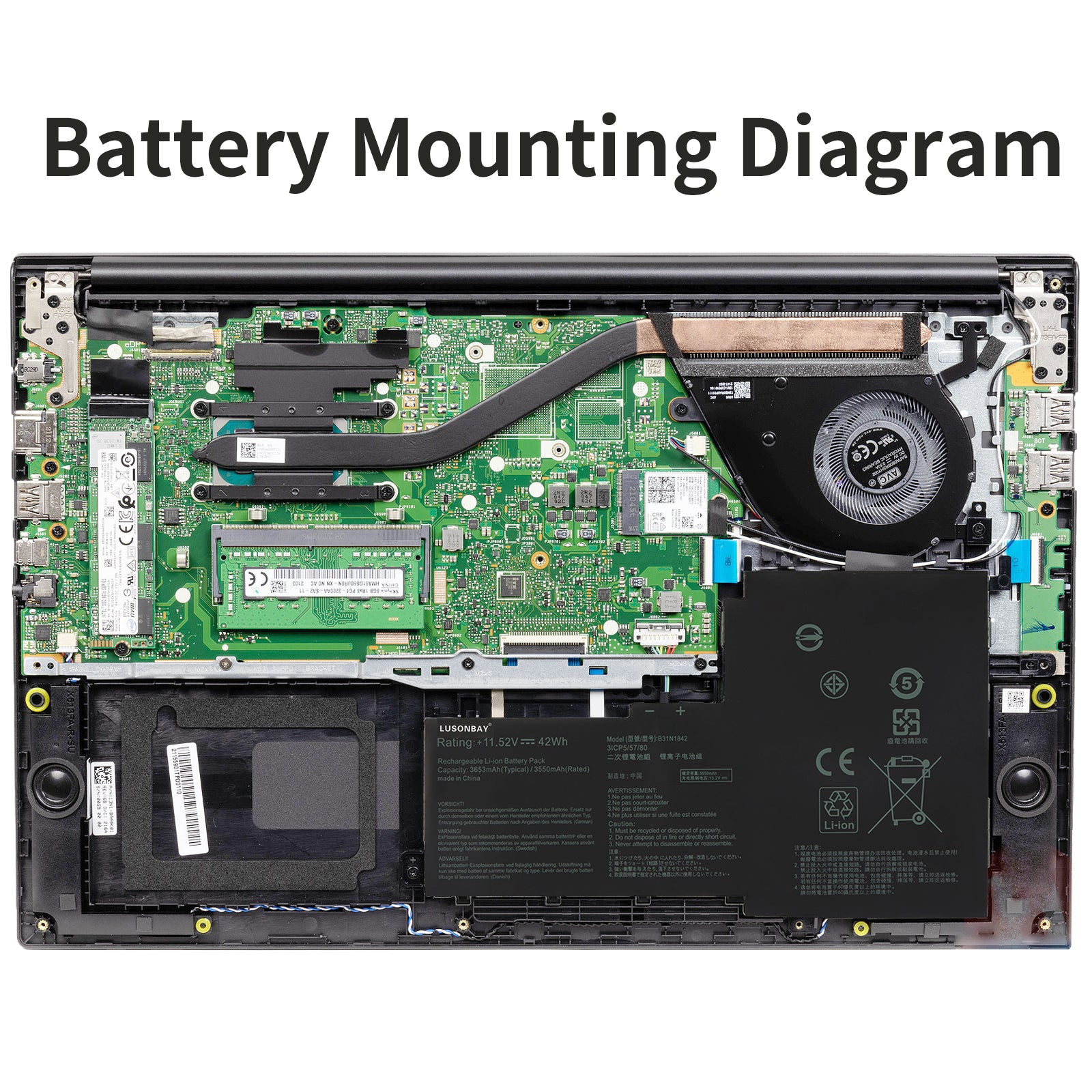 B31N1842 42WH Laptop Battery For Asus VivoBook F513EA F513EP LUSONBAY EU SHIP