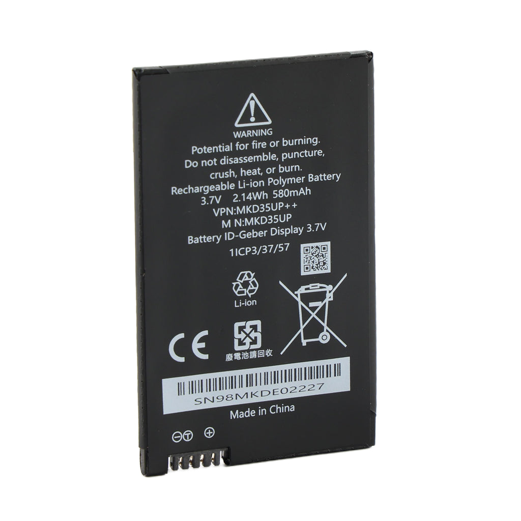 MKD35UP rechargeable Li-polymer battery 2.14Wh for BMW ID-Geber Display Key fob X3 X5 X7 i8, front view showing full label