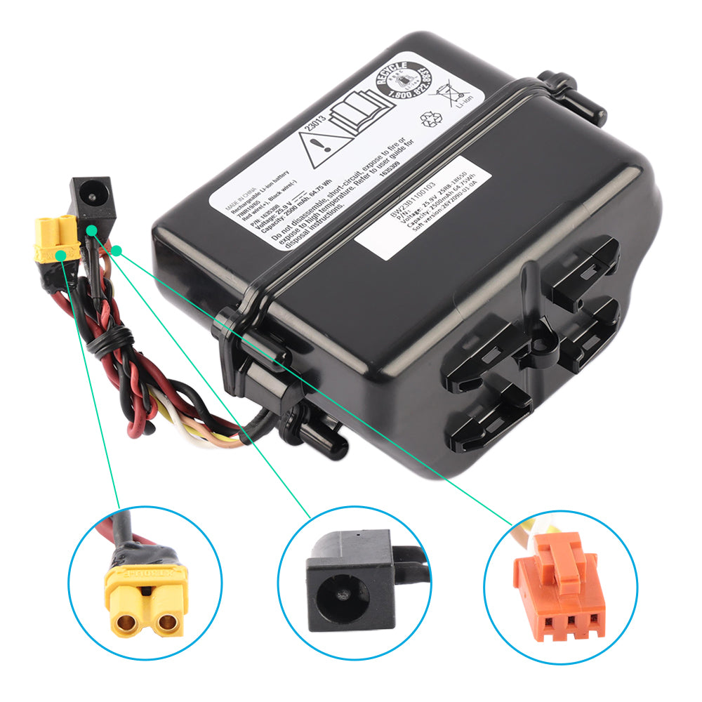 1635308 battery connector details showing yellow black and orange plug interfaces close up