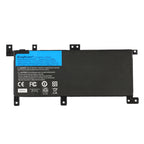 C21N1509 laptop battery for ASUS X556 series, 7.6V 38Wh, flat black rectangular pack with integrated mounting tabs and blue label.