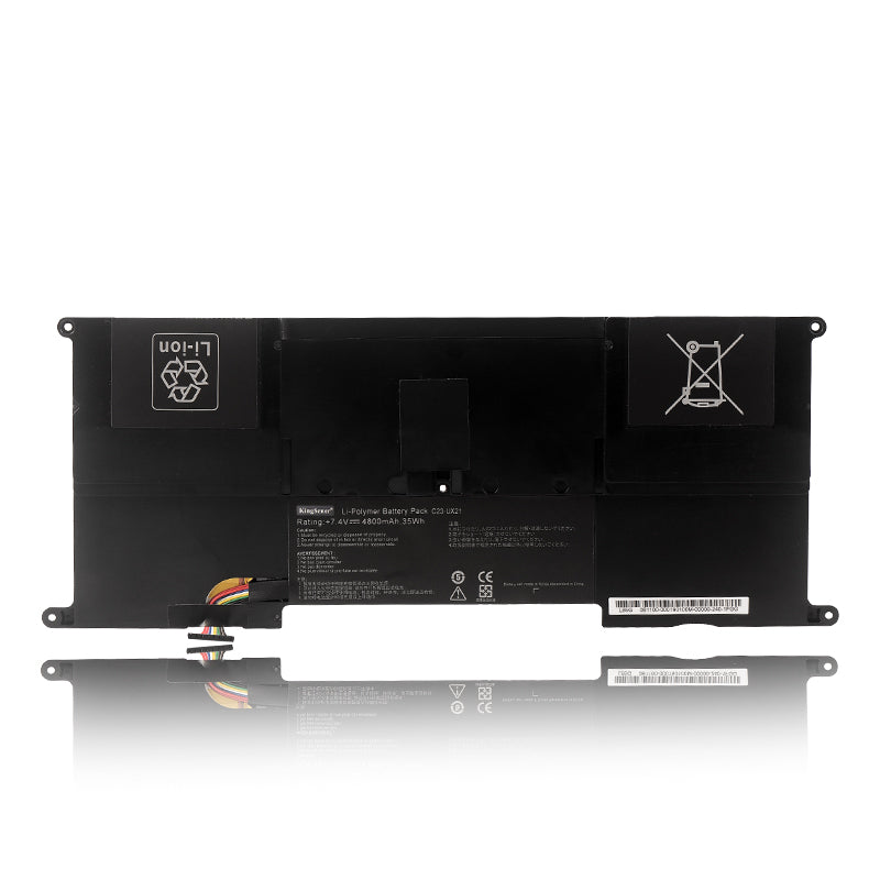 C23-UX21 replacement battery for ASUS ZenBook UX21A UX21E series, 7.4V 35Wh 4800mAh, front view showing silver metallic casing and logo