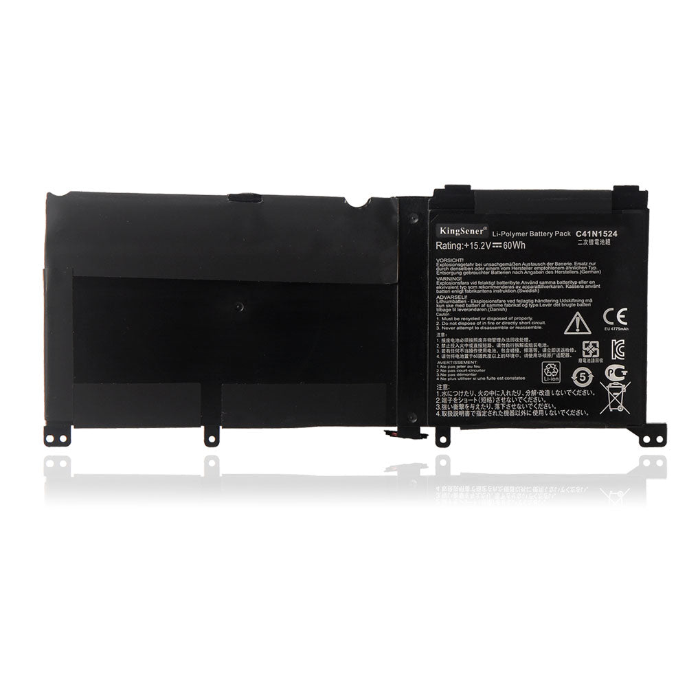 C41N1524 replacement battery for ASUS Zenbook Pro UX501VW G501VW, 15.2V 60Wh, high capacity black battery with internal wiring.