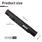 N240BAT-4 CLEVO N240 battery dimensions 10.47 x 1.38 x 0.79 inches, net weight 220g, product size diagram