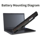 N240BAT-4 battery mounting diagram for CLEVO N250JU N240WU laptop, external installation with battery slot shown