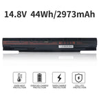 N240BAT-4 battery 14.8V 44Wh 2973mAh Li-ion for CLEVO N240 N250 series, with overheat overcharge PTC protection icons