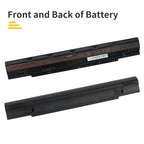 N240BAT-4 replacement battery front and back dual side view, Li-ion 14.8V for CLEVO N240 N250 and Sager NP3245