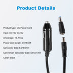 12V DC Adapter for Inogen One G3 G4 G5 DC Power Cord Model BA-306 BA-301 BA306 BA301 12 Volt Auto Vehicle Boat RV Camper Cigarette Lighter Plug