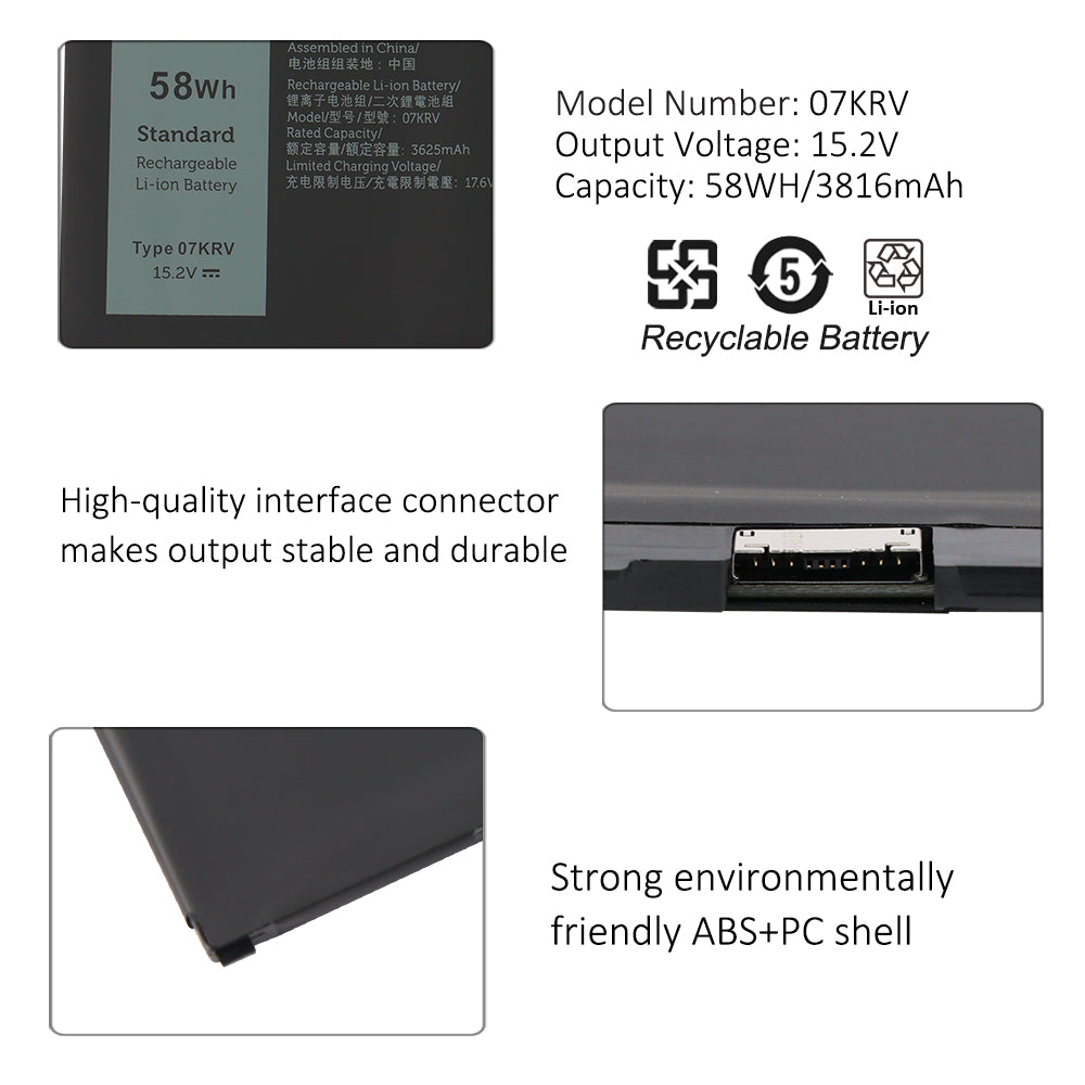 07KRV Laptop Battery For Dell Latitude 5430 5530 5330 7530 7430 7330 Precision 3570 P104F005 P104F006 P137G004 P137G005 | KingSener